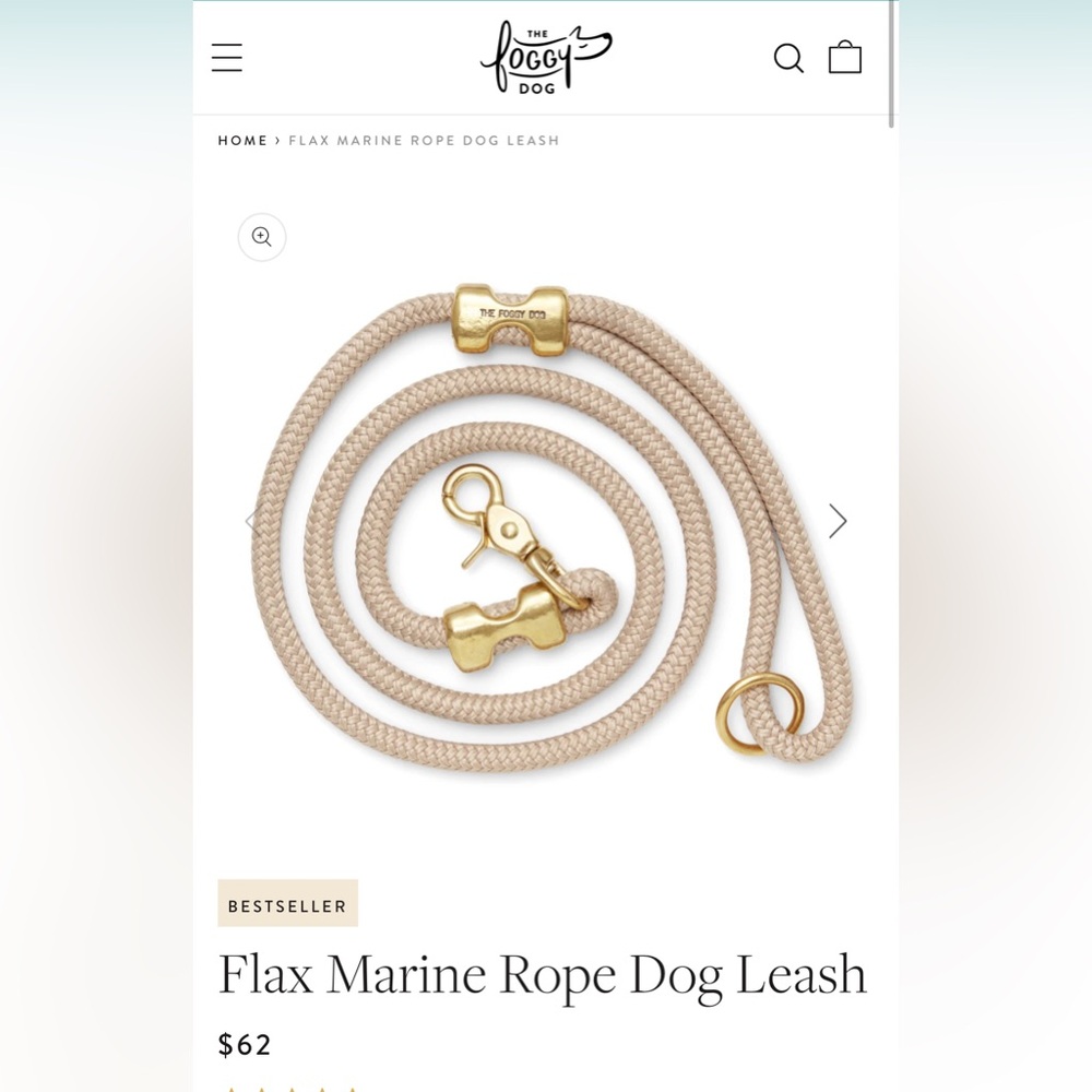 The Foggy Dog - Petite 4ft Flax Marine Rope Dog Leash